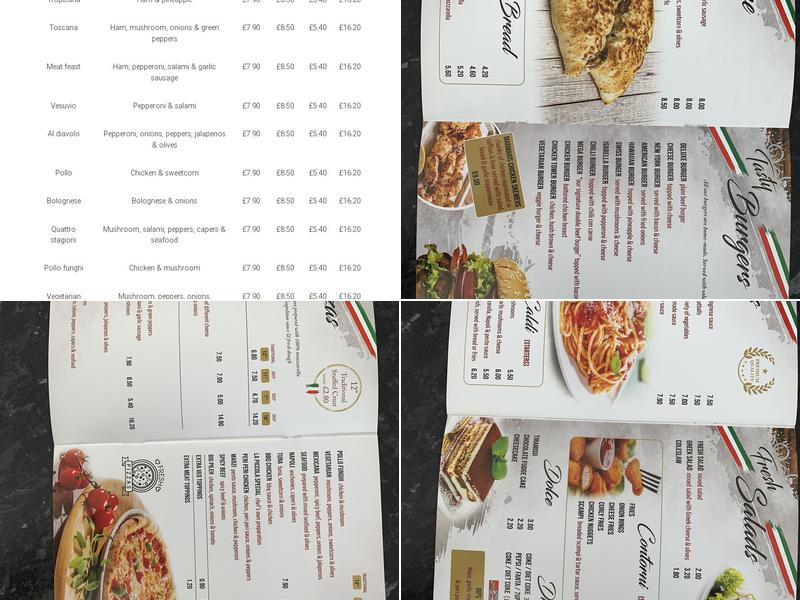 La piccola italia Menu