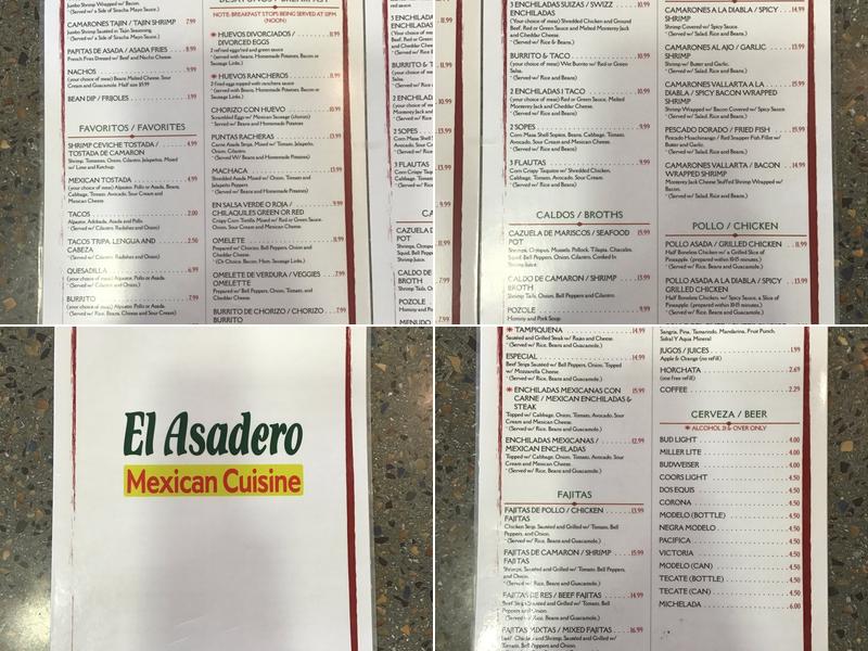 El Asadero Mexican Cuisine Menu