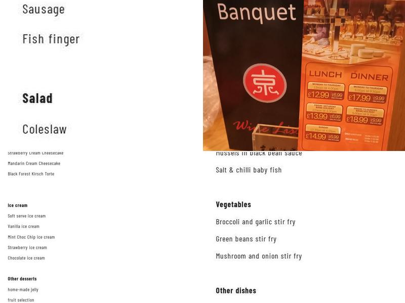 Beijing Banquet Kilmarnock Menu