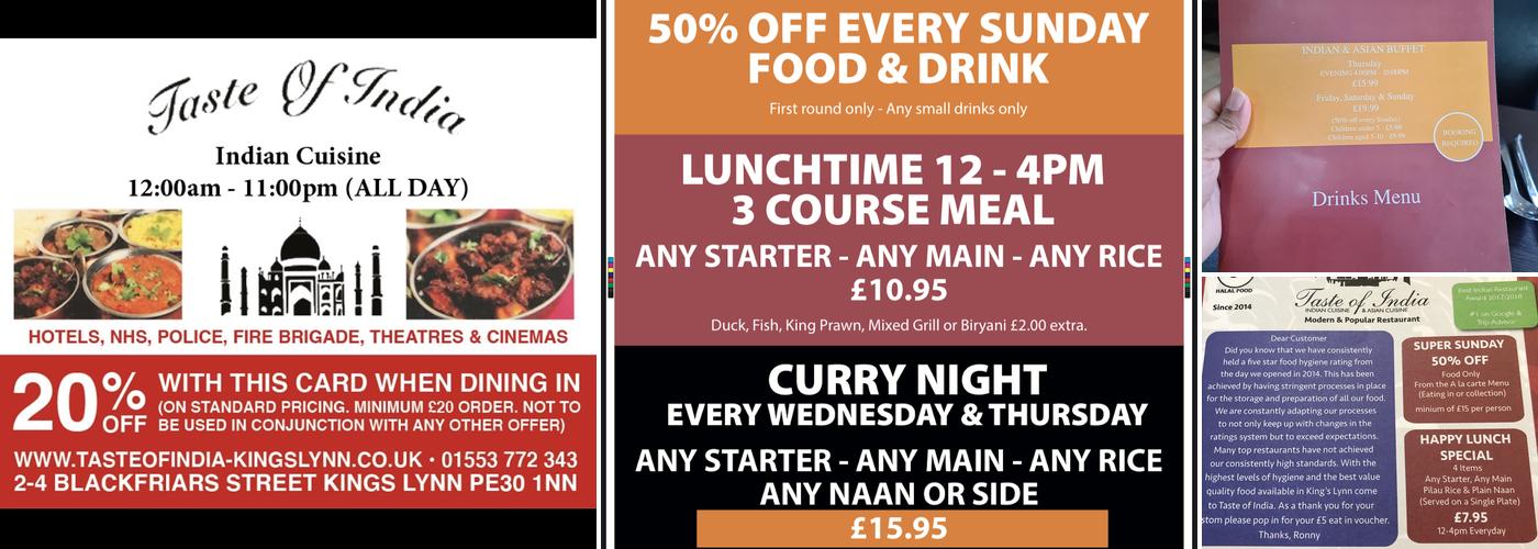 Goa taste of India Ltd Menu