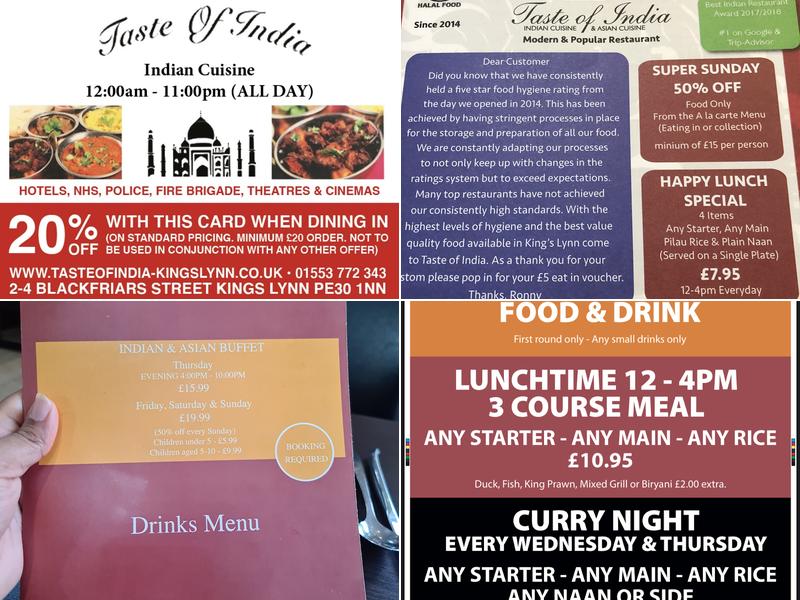 Goa taste of India Ltd Menu