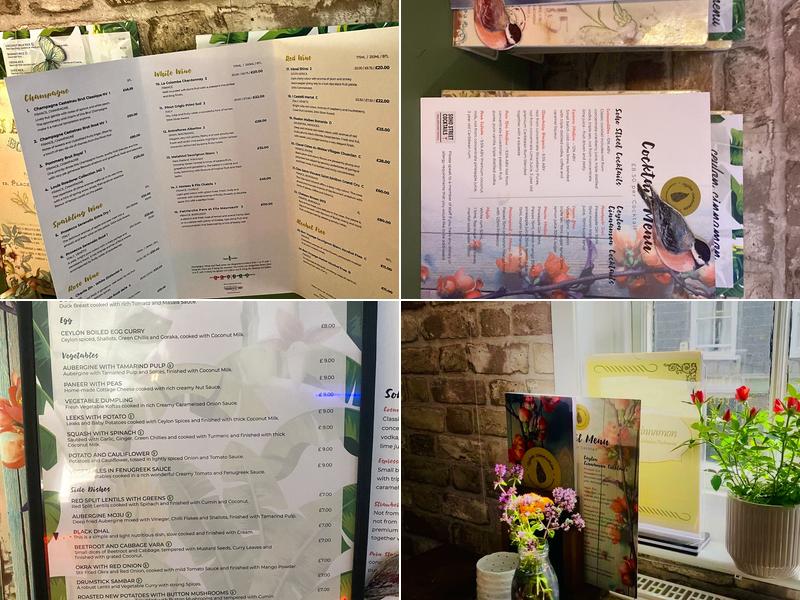 Ceylon Cinnamon Restaurant Menu