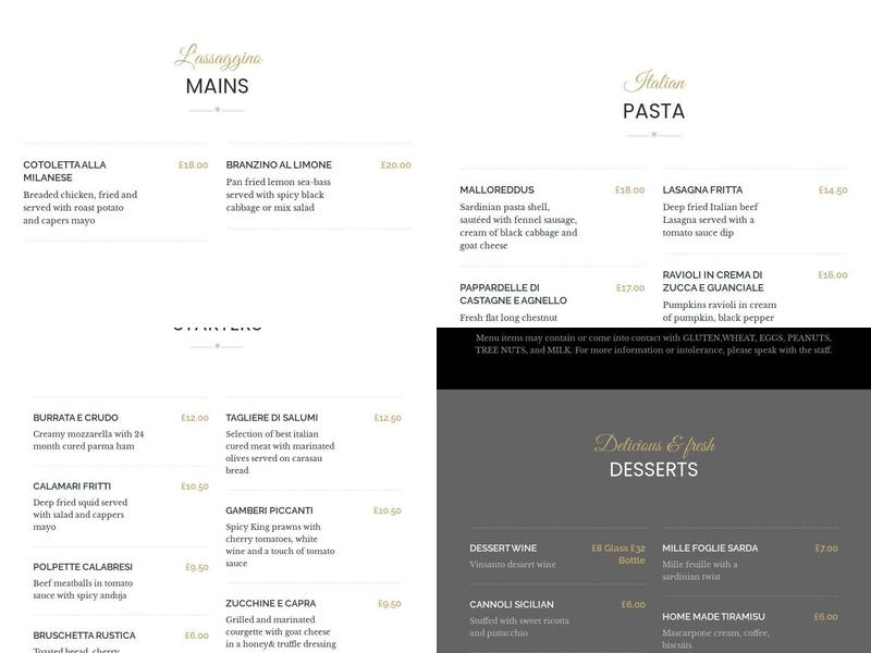 L’assaggino Kingston Menu