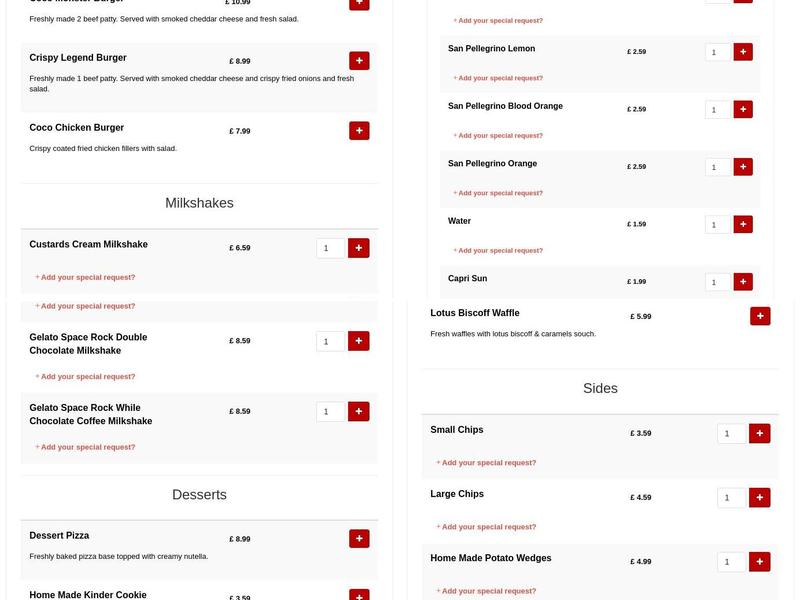 Coco Chicken and Waffles Menu