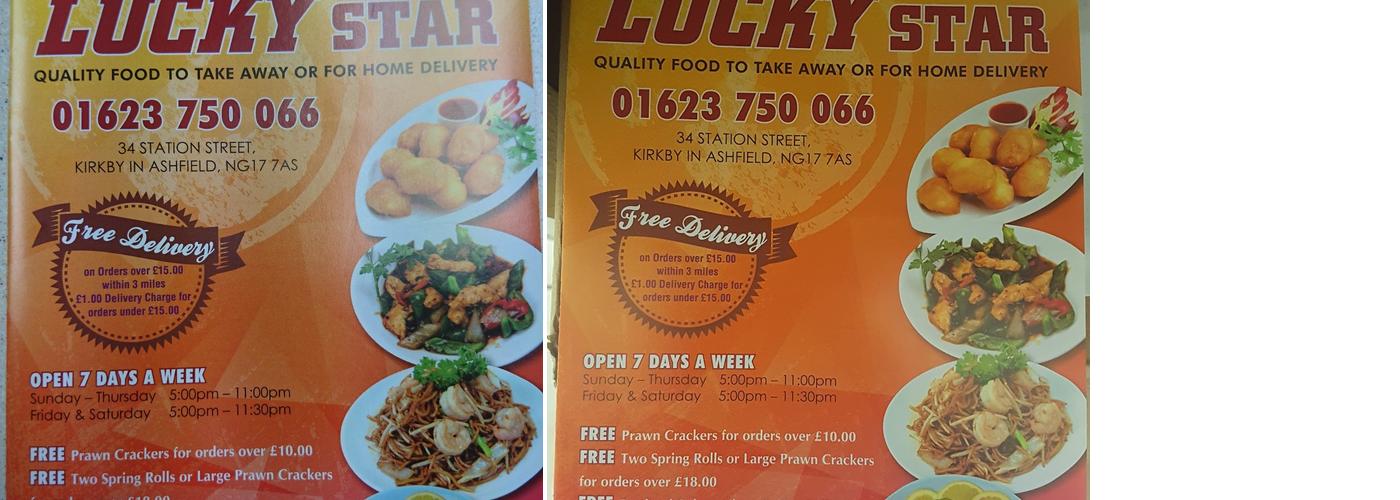 Lucky Star Chinese Takeaway Menu