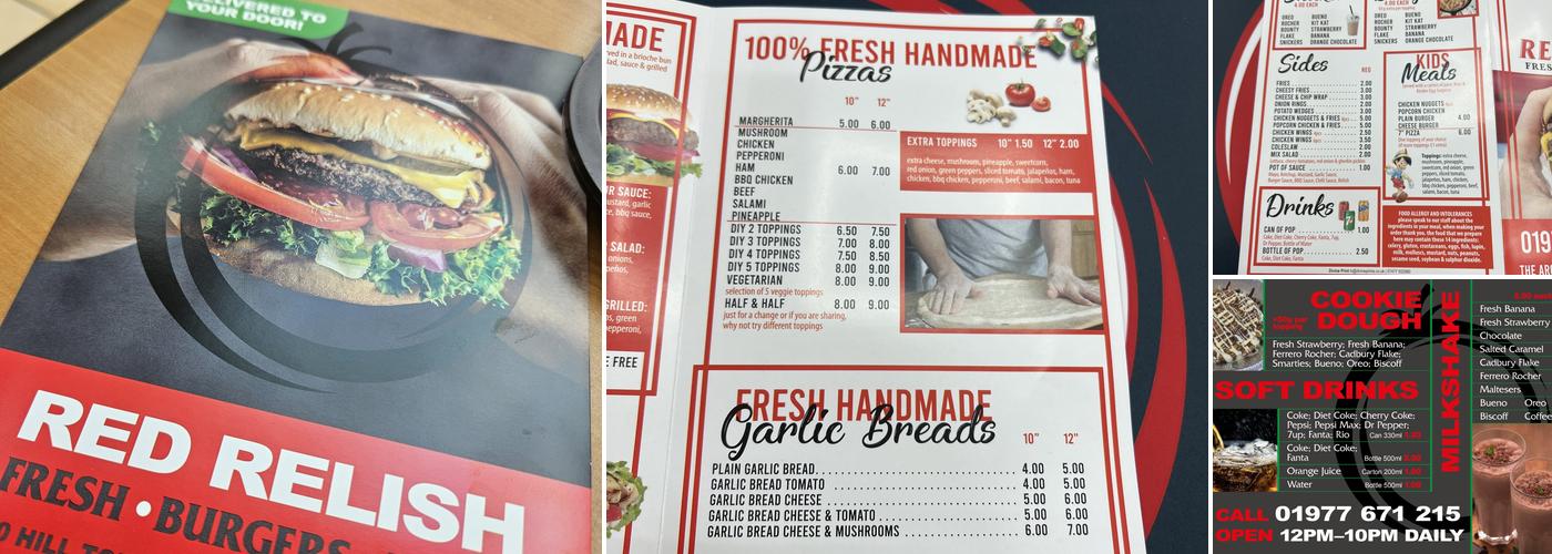 Red Relish Knottingley Menu