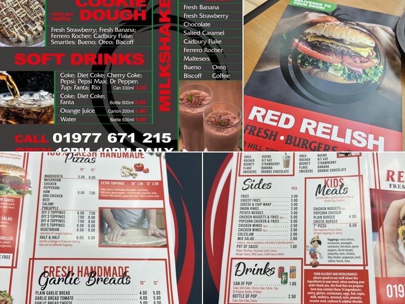 Red Relish Knottingley Menu