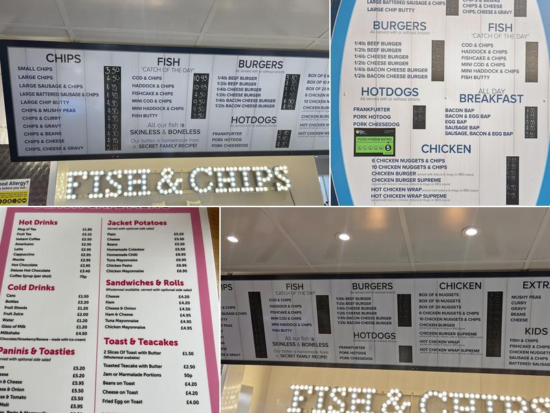 The Mermaid Fish and Chips Menu