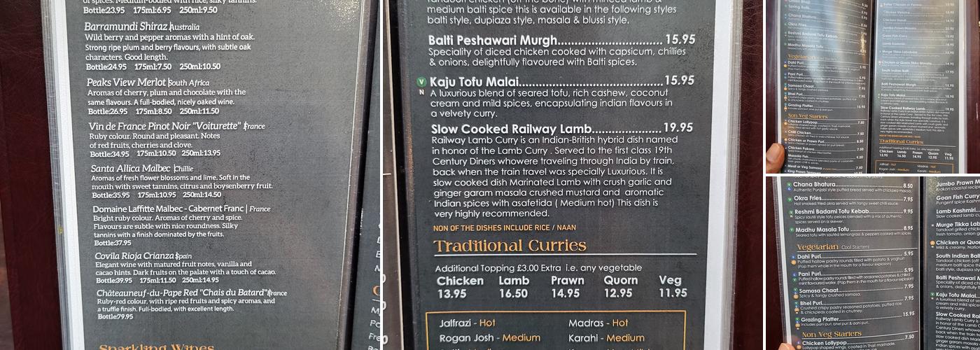Indian Thali Menu