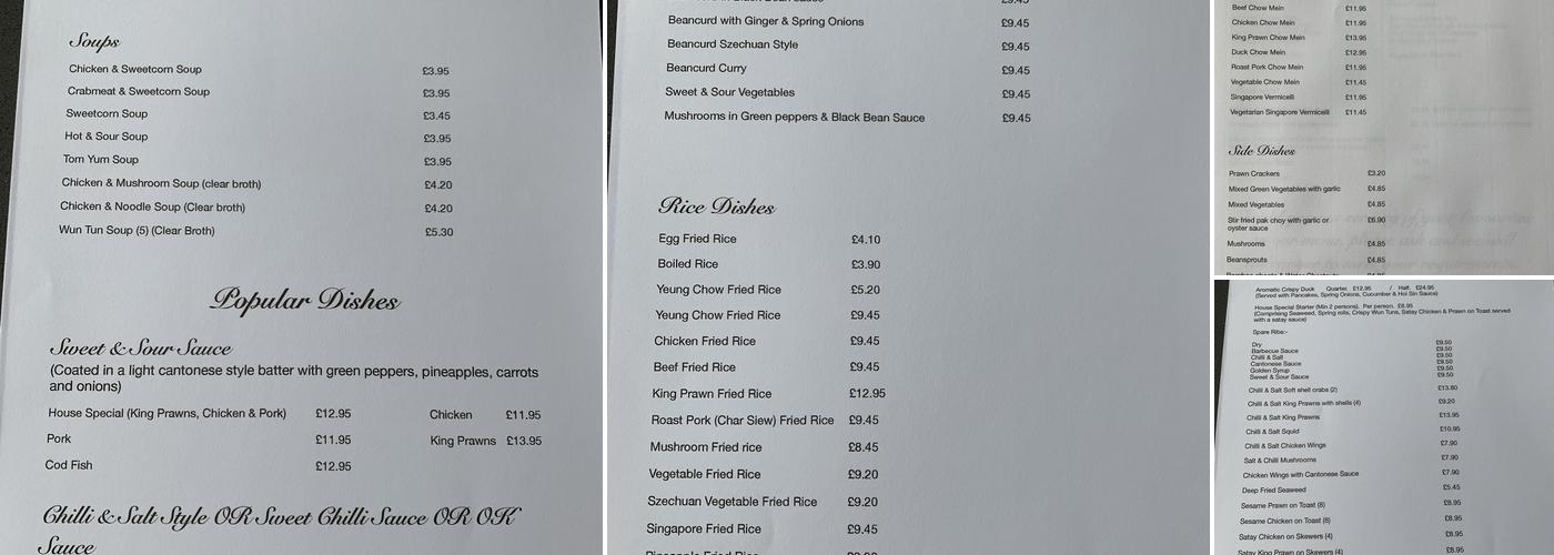 Turquoise Garden Menu