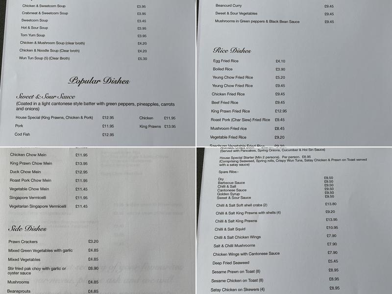 Turquoise Garden Menu