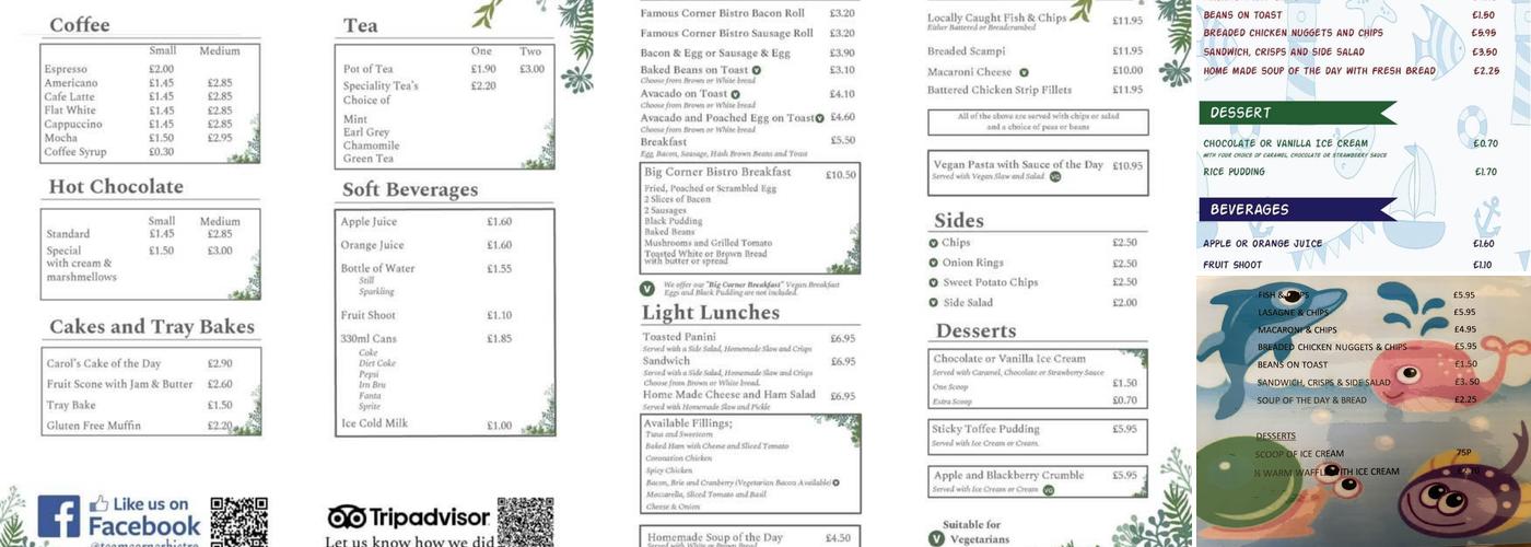 Corner Bistro Menu