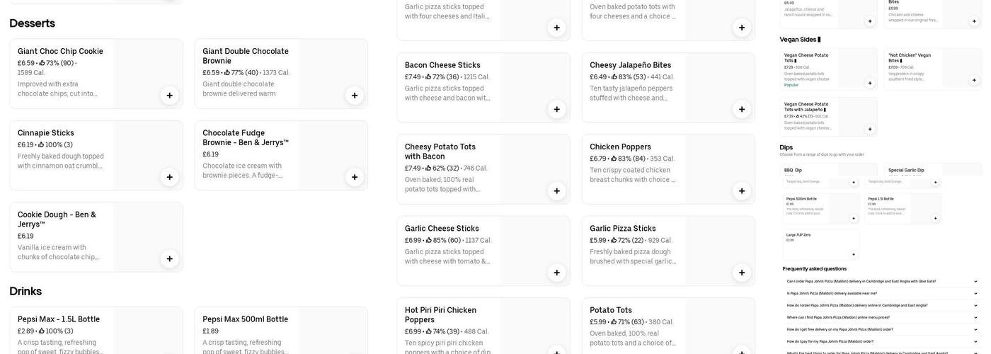 Papa Johns Pizza Menu