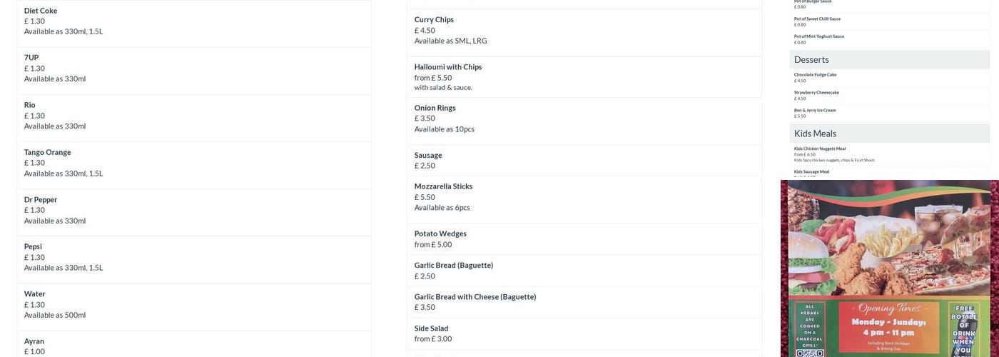 Istanbul Grill | Malmesbury Menu