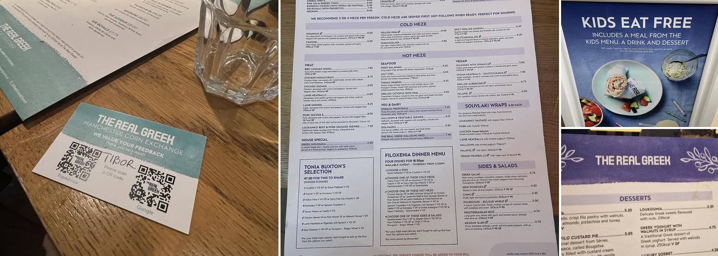 The Real Greek Manchester Menu