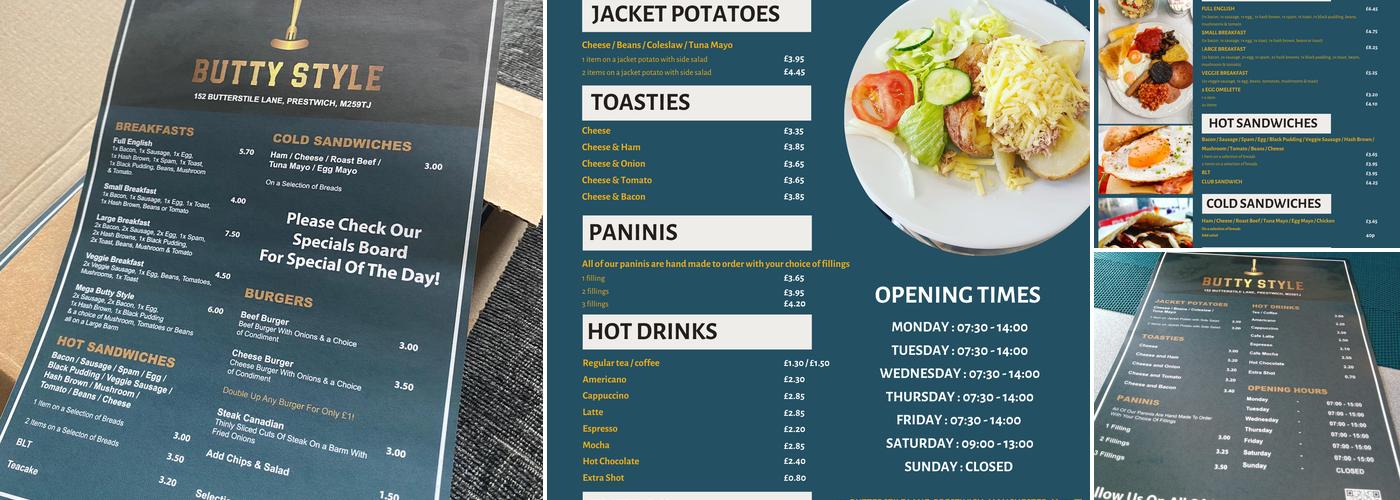 Butty Style Menu