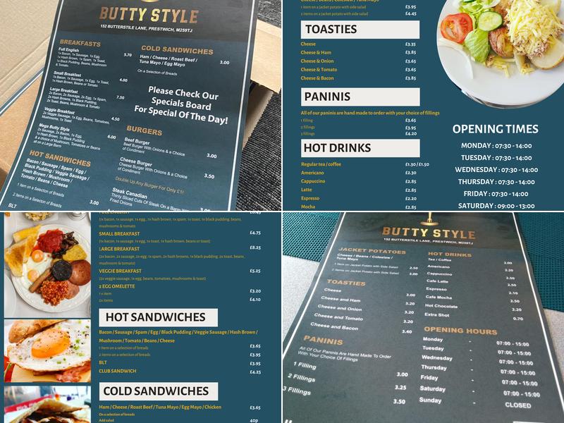 Butty Style Menu