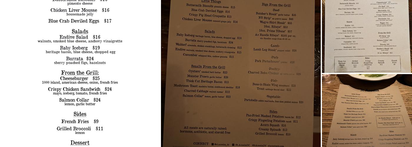 St. Anselm Menu