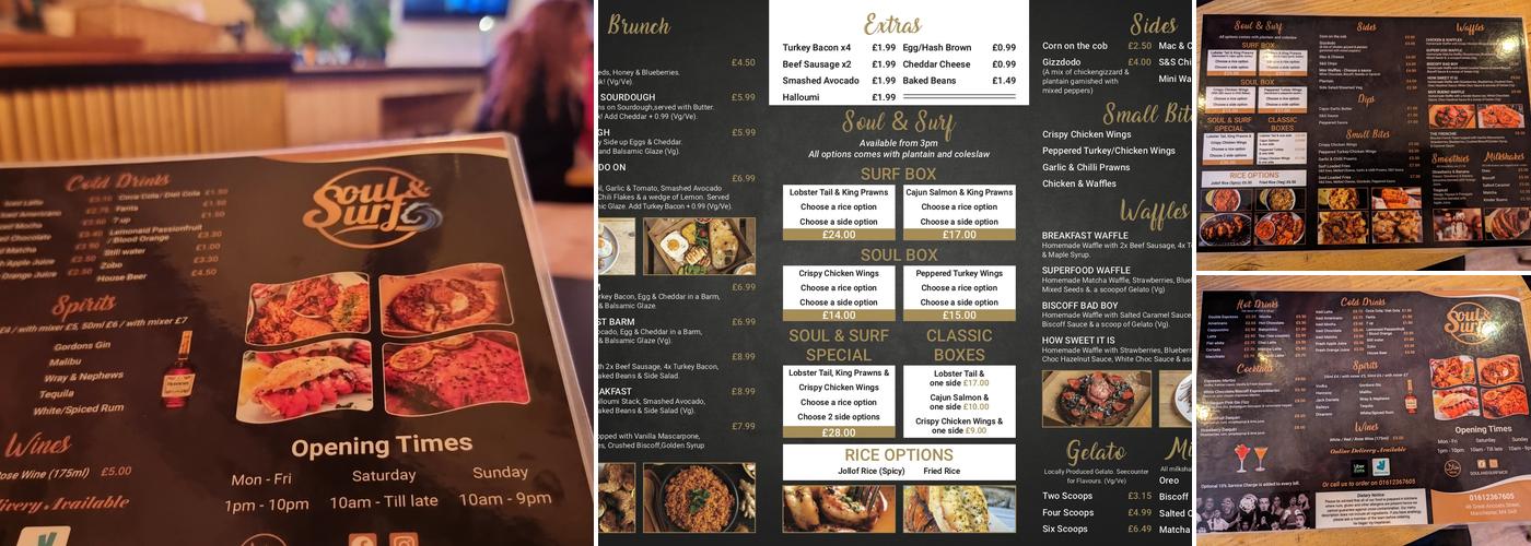 Soul & Surf Mcr Menu