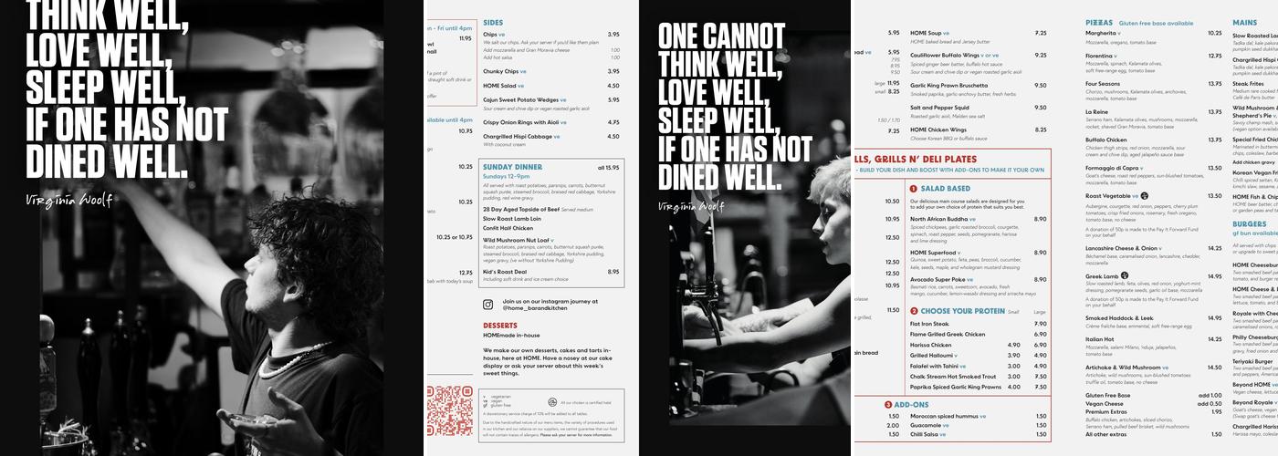 Home Cafe Bar Menu