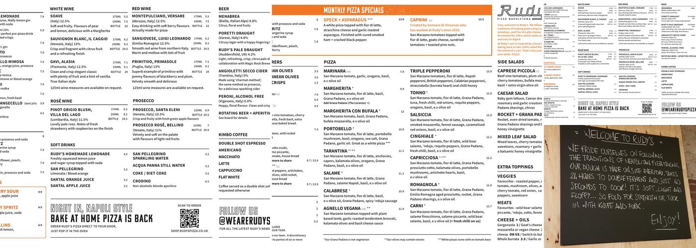 Rudy's Pizza Napoletana - Chorlton Menu