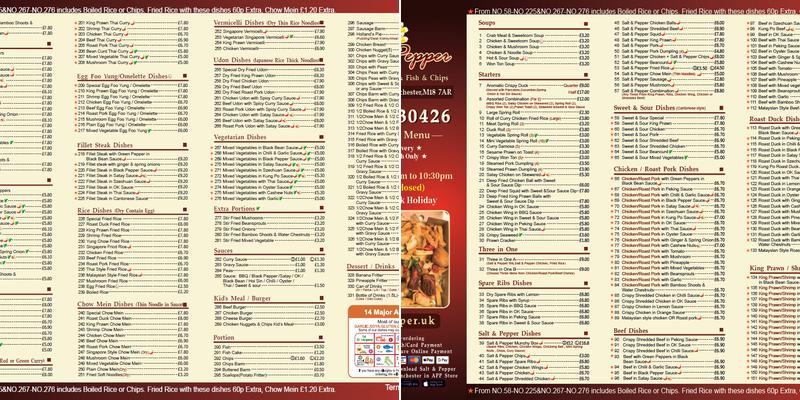 Salt & Pepper Menu