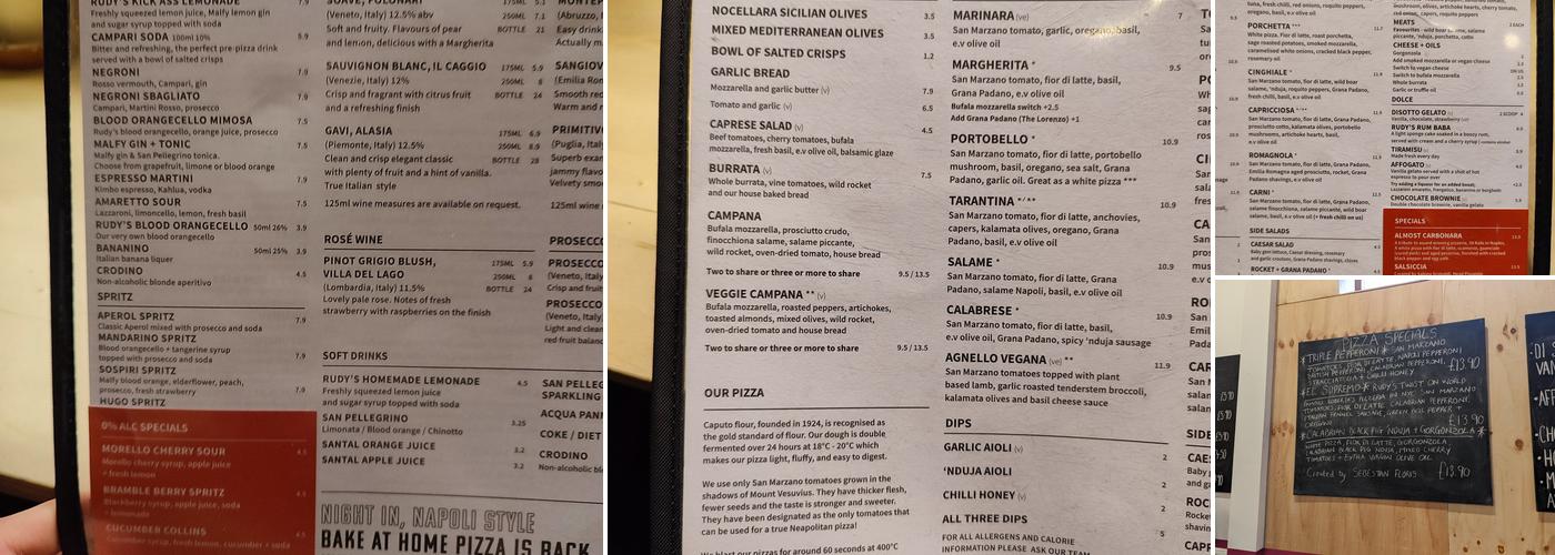 Rudy's Pizza Napoletana - Didsbury Menu