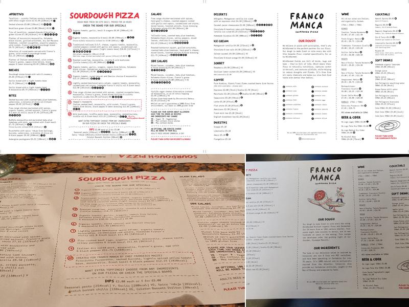 Franco Manca King Street Manchester Menu