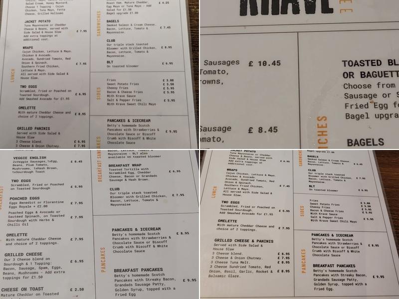 Krave Coffee Menu
