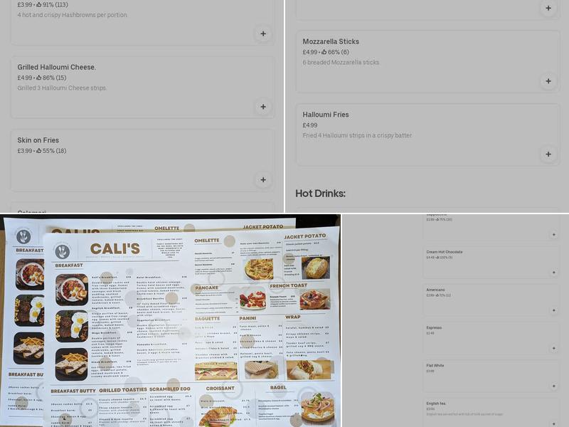 Cali's Cafe Menu