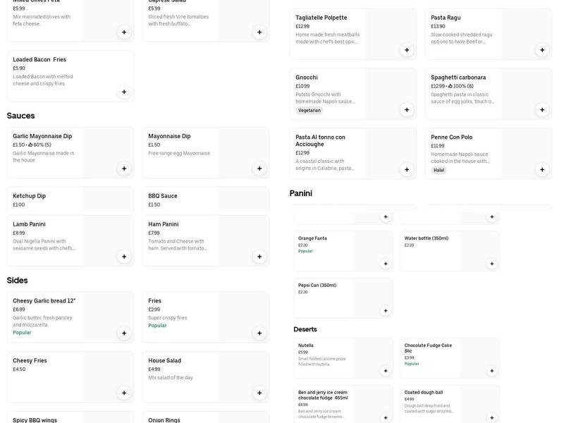 Nana's Pizzeria Menu