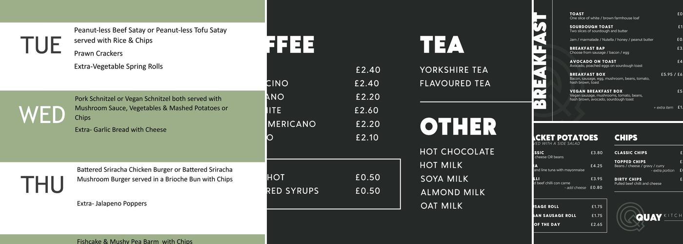Quay Kitchen Menu