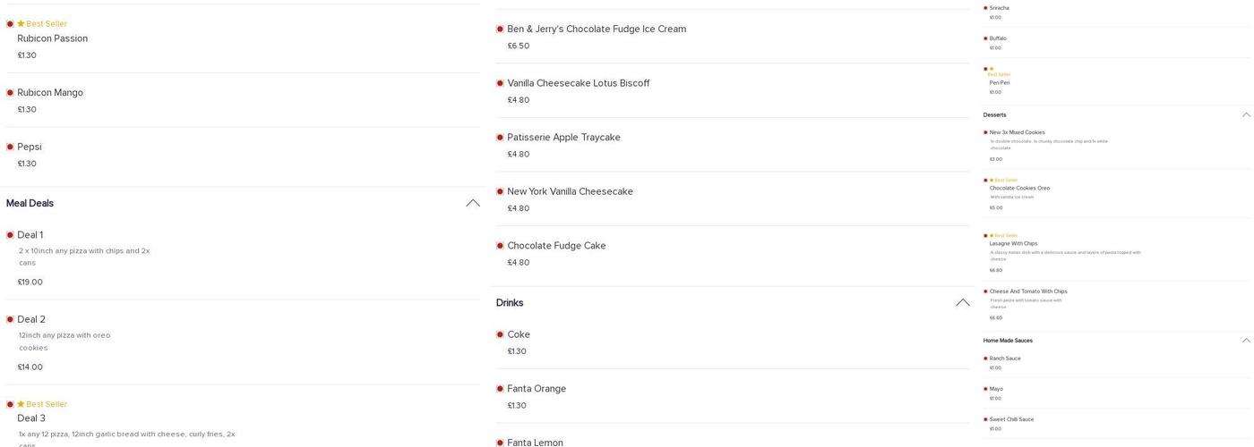 The Ranch Pizza&Burger Menu