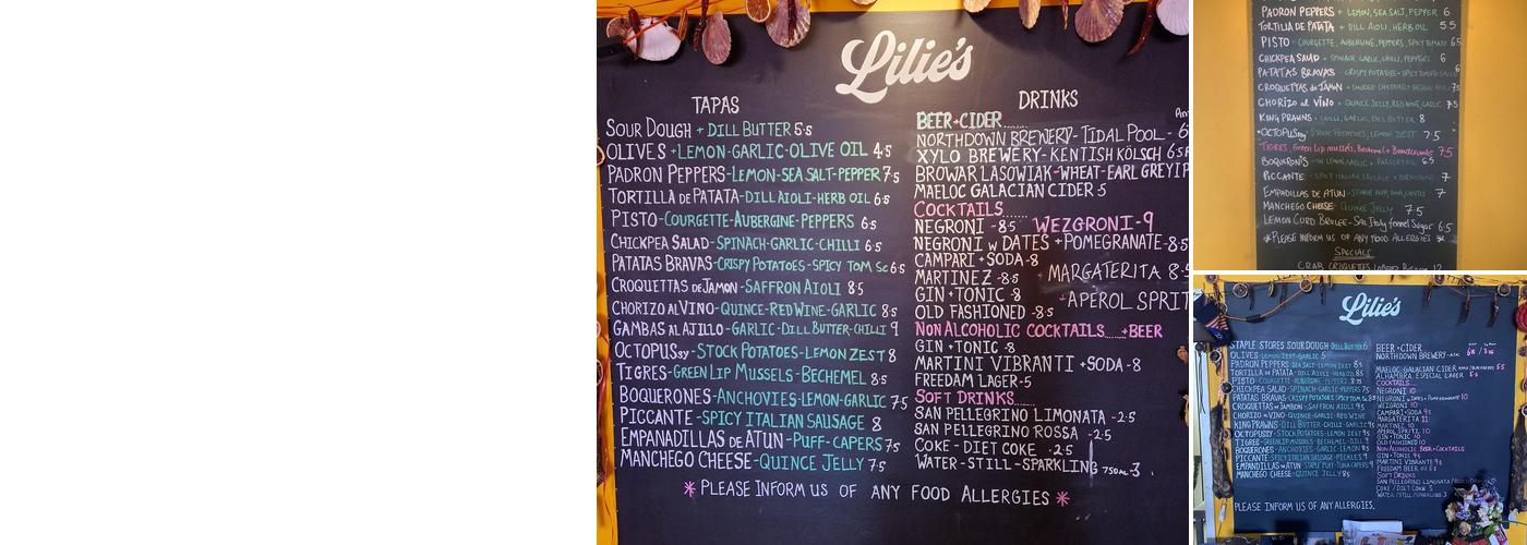 Lilie's Margate Menu