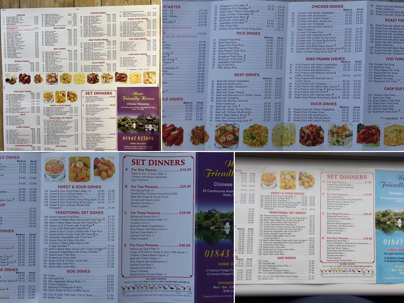 Friendly House Chinese Take Away Menu