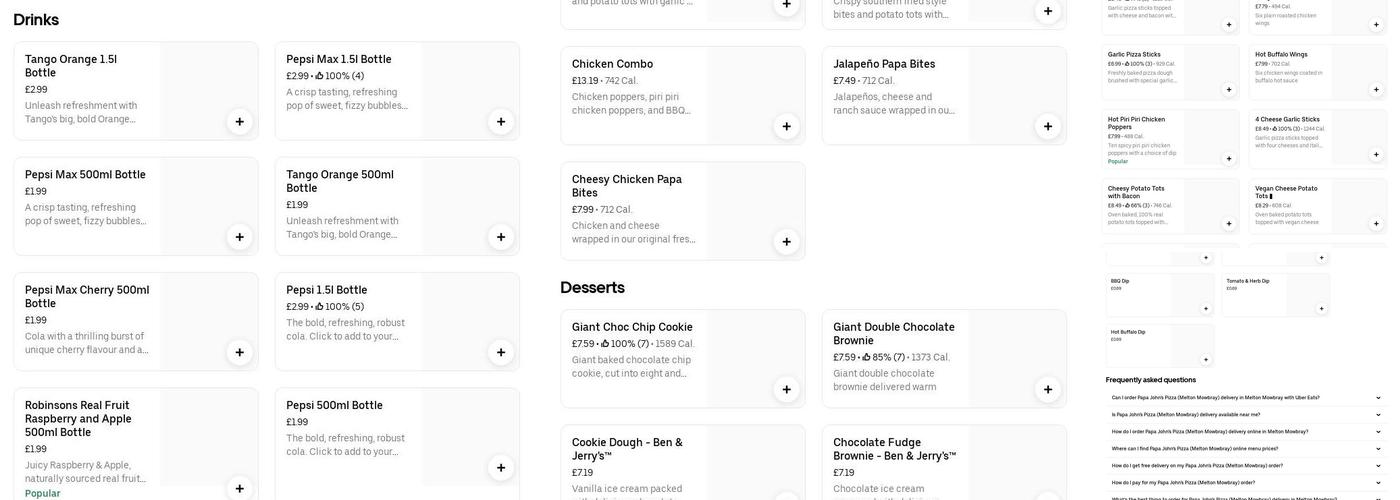 Papa Johns Pizza Menu