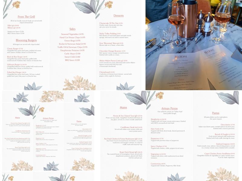 Bloom Show Hall & Eaterie Menu