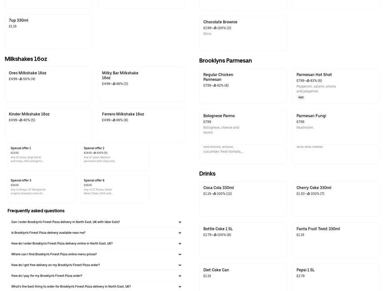 Brooklyn's Finest Pizza Menu