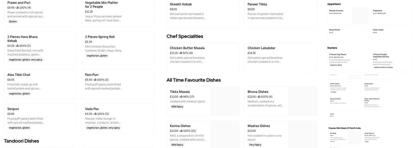 Taste Of Paradise MK Menu