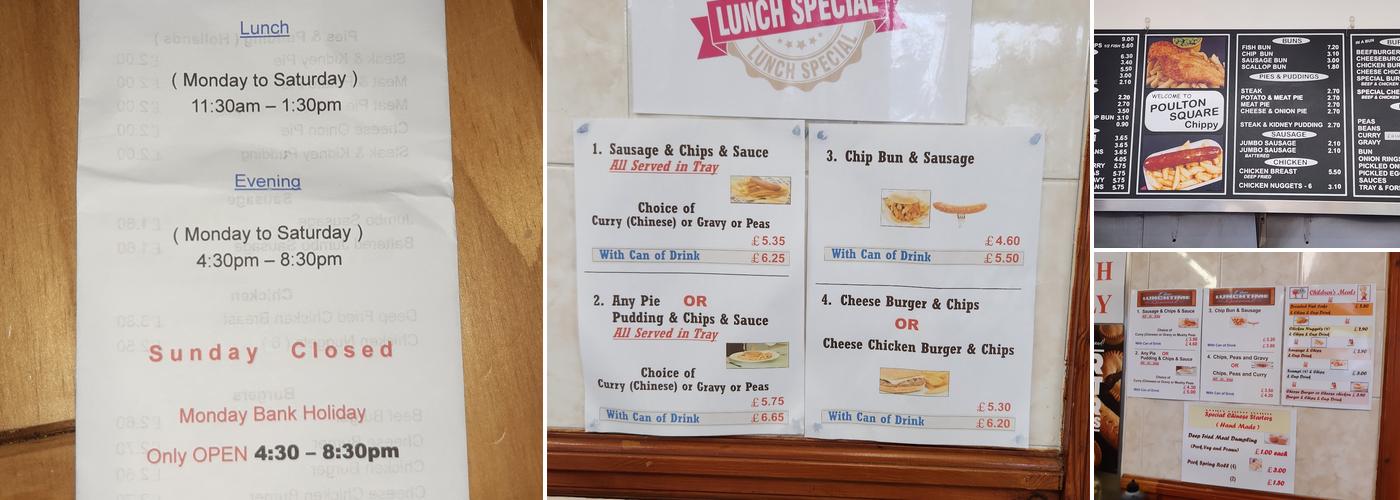 Poulton Square Chippy Menu
