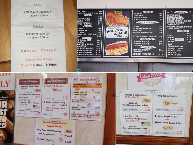 Poulton Square Chippy Menu