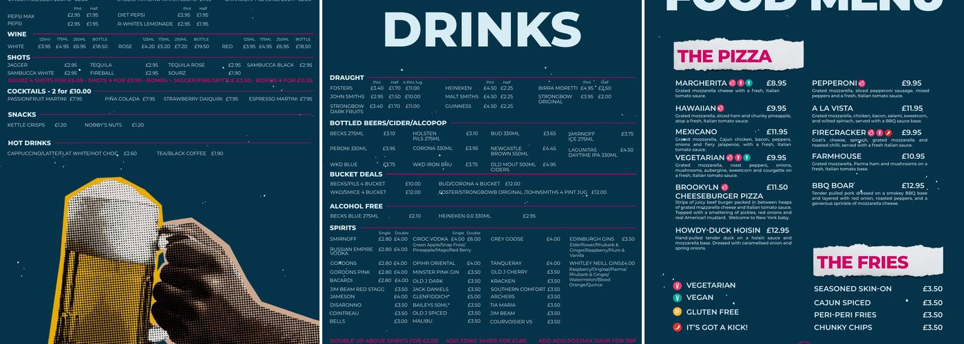 Johnny's Warehouse Bar & Events Venue Menu