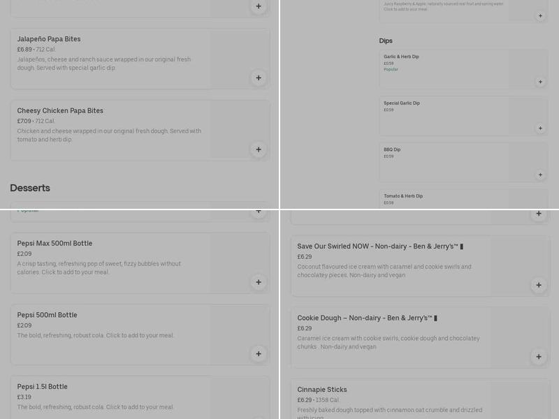 Papa Johns Pizza Menu