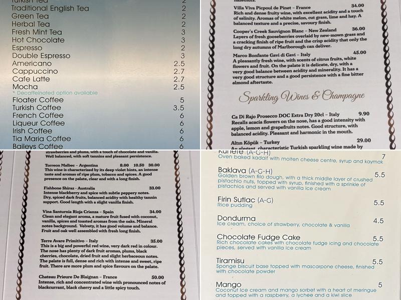 Turkuaz Restaurant & Bar Menu