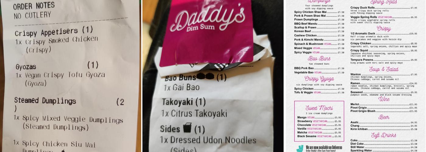 Daddy's Dim Sum Menu