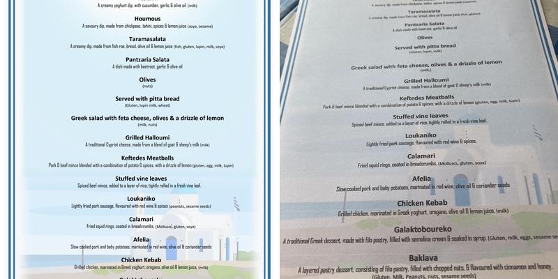 A taste of Cyprus Menu