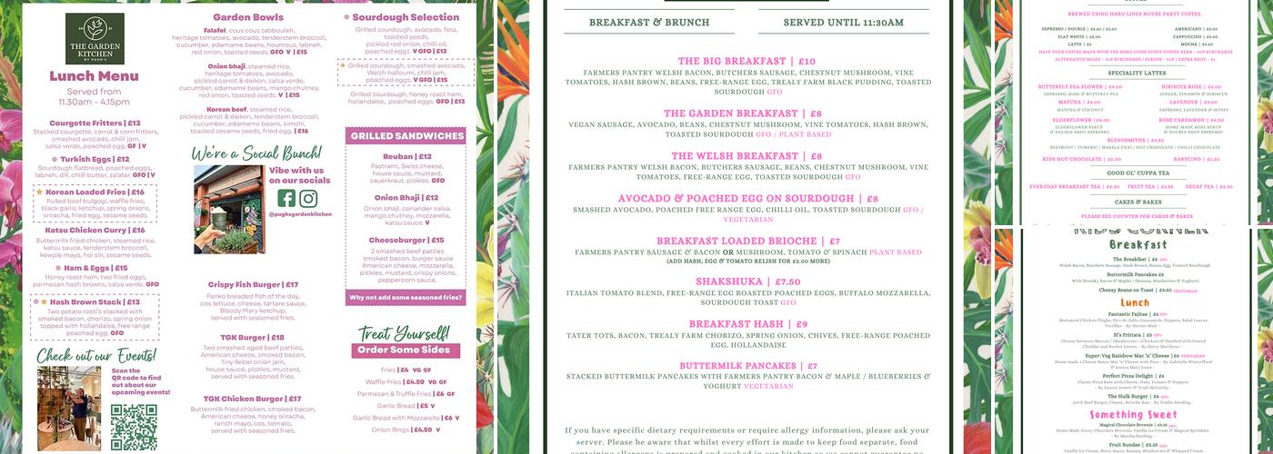 The Garden Kitchen Menu