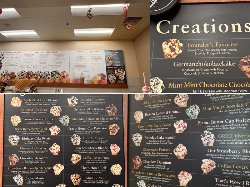 Cold Stone Creamery Menu