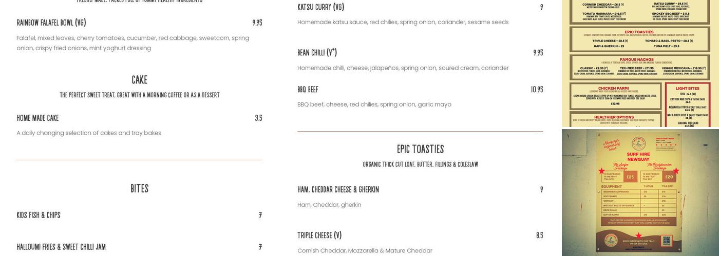 Great Western Surf Café Menu