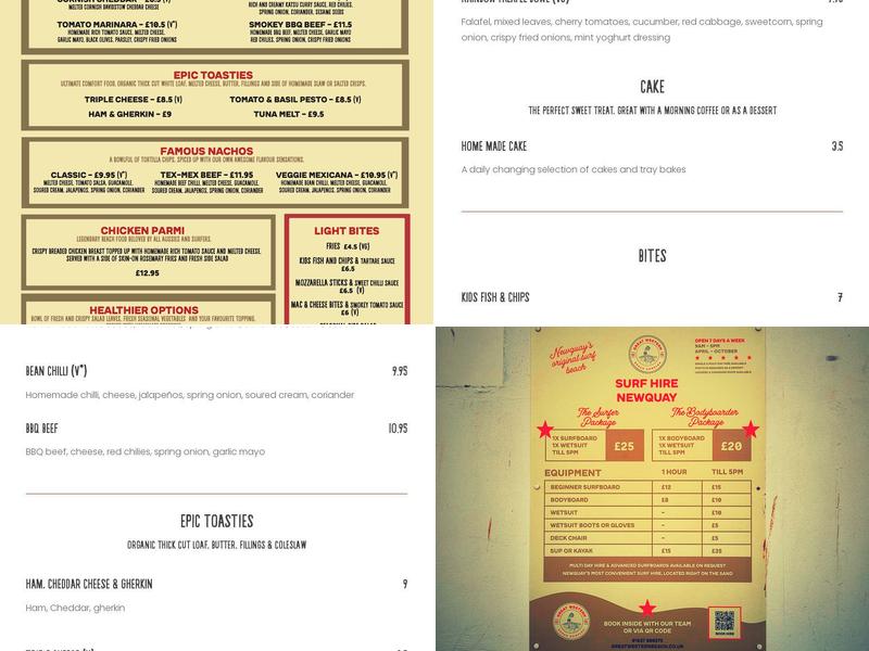 Great Western Surf Café Menu